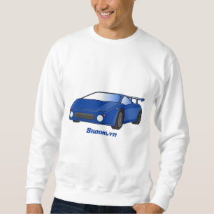Blaue Sportwagen mit Airfolienillustrierung Sweatshirt