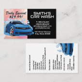 Blaue Sportwagen | Seifenblasen | Auto Wash Visitenkarte (Vorne/Hinten)