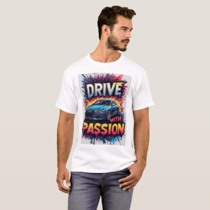 Blaue Sportwagenfahrt mit Leidenschaft Kunst T-Shirt