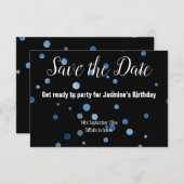 BLAUE SPOT BALLOON ALLES SCHWARZ SAVE THE DATE RSVP KARTE (Vorne/Hinten)