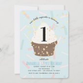 Blaue Sprinklen Cupcake zum Geburtstag Einladung (Vorderseite)