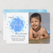 Blaue Spritzen-Foto-Einladung Einladung (Vorne/Hinten)