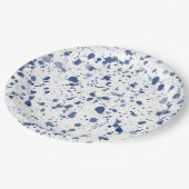 Blaue Spritzer-Farbe Pappteller (Schrägansicht)
