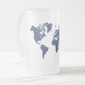 Blaue Spritzlackierverfahren-Weltkarte Mattglas Bierglas (Vorderseite Links)