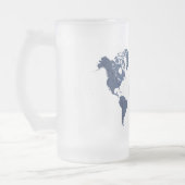 Blaue Spritzlackierverfahren-Weltkarte Mattglas Bierglas (Links)