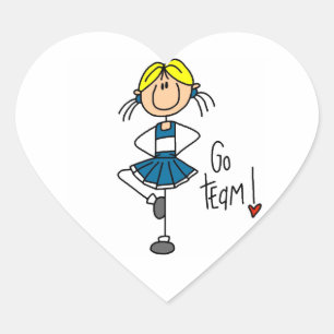 Blaue Stäbchen-Figur Cheerleader T-Shirts und Gesc Herz-Aufkleber