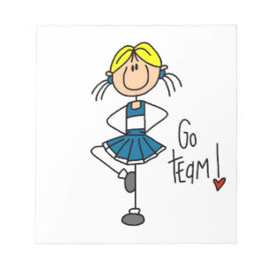 Blaue Stäbchen-Figur Cheerleader T-Shirts und Gesc Notizblock