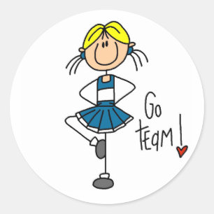 Blaue Stäbchen-Figur Cheerleader T-Shirts und Gesc Runder Aufkleber