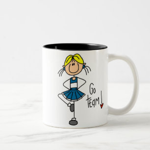 Blaue Stäbchen-Figur Cheerleader T-Shirts und Gesc Zweifarbige Tasse
