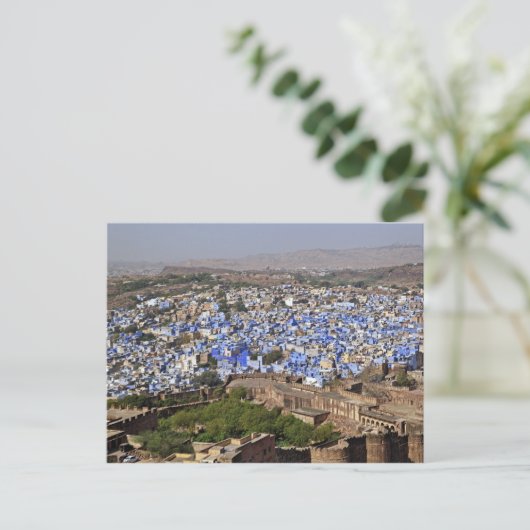Blaue Stadt aus Mehrangarh Fort / Jodhpur, Postkarte (Stehend Vorderseite)