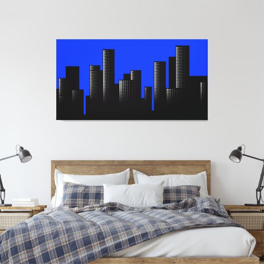Blaue Stadt Leinwanddruck (Insitu (Schlafzimmer))
