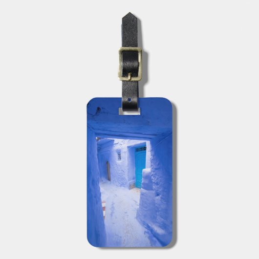 Blaue Stadtgasse Gepäckanhänger (Vorderseite vertikal)