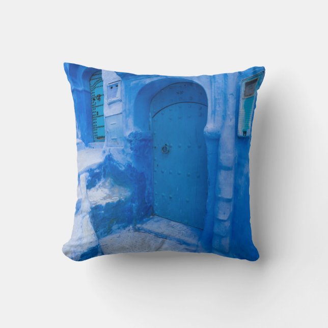 Blaue Stadttür Kissen (Vorderseite)