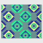 Blaue Stammes- Formen Geschenkpapier (Flach)