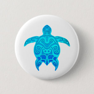 Blaue Stammes- Schildkröte Button