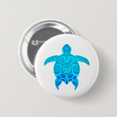Blaue Stammes- Schildkröte Button (Vorne & Hinten)