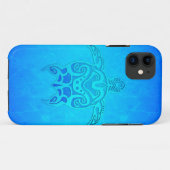 Blaue Stammes- Schildkröte Case-Mate iPhone Hülle (Rückseite (Horizontal))
