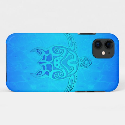 Blaue Stammes- Schildkröte Case-Mate iPhone Hülle (Rückseite (Horizontal))