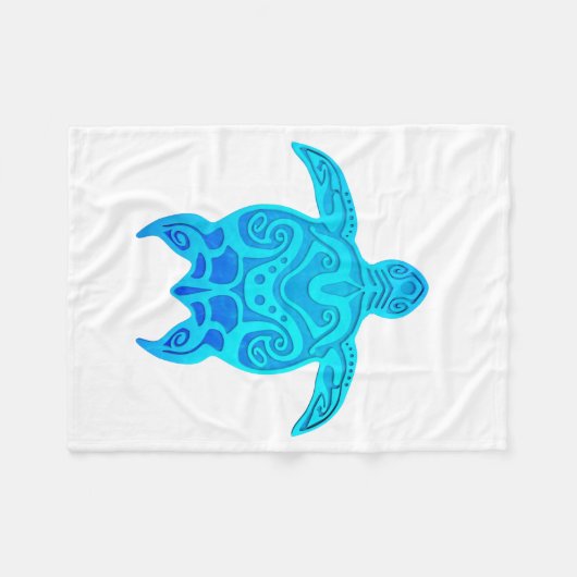 Blaue Stammes- Schildkröte Fleecedecke (Vorderseite (Horizontal))