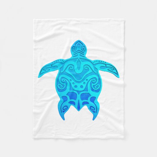 Blaue Stammes- Schildkröte Fleecedecke (Vorderseite)