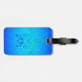 Blaue Stammes- Schildkröte Gepäckanhänger (Rückseite horizontal)