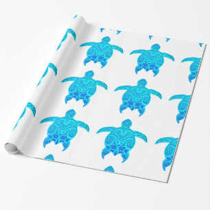 Blaue Stammes- Schildkröte Geschenkpapier
