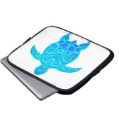 Blaue Stammes- Schildkröte Laptopschutzhülle (Vorne Knopf)