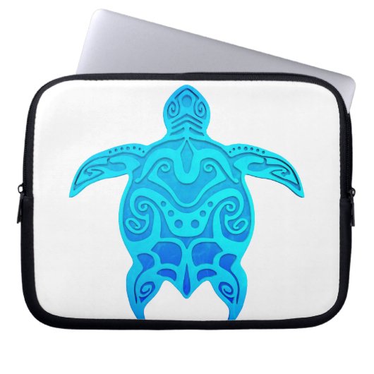 Blaue Stammes- Schildkröte Laptopschutzhülle (Vorderseite)