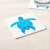 Blaue Stammes- Schildkröte Rechteckiger Pappuntersetzer (angewinkelt)