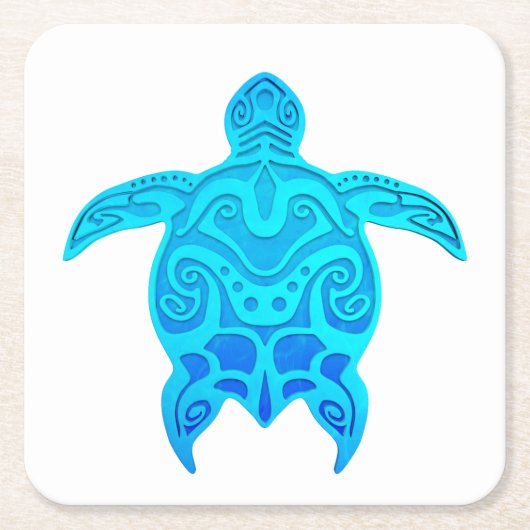 Blaue Stammes- Schildkröte Rechteckiger Pappuntersetzer (Vorderseite)