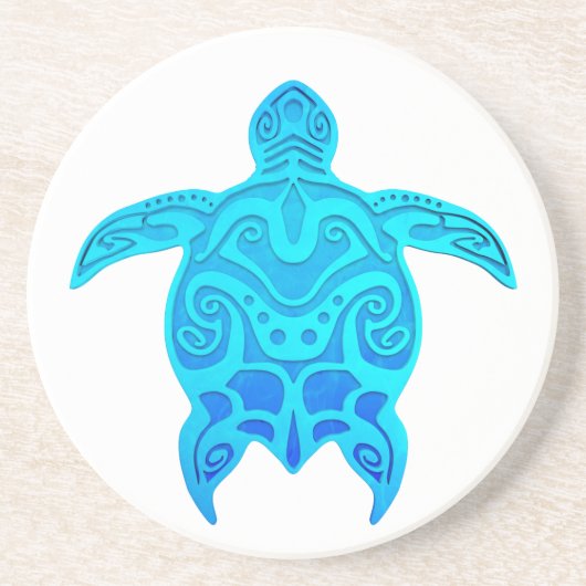 Blaue Stammes- Schildkröte Sandstein Untersetzer (Vorne)