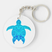 Blaue Stammes- Schildkröte Schlüsselanhänger (Rückseite)