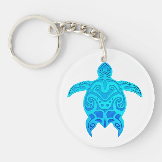 Blaue Stammes- Schildkröte Schlüsselanhänger (Vorderseite)