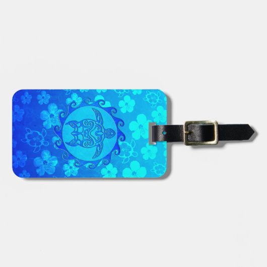 Blaue Stammes- Schildkröte Sun Gepäckanhänger (Vorderseite horizontal)