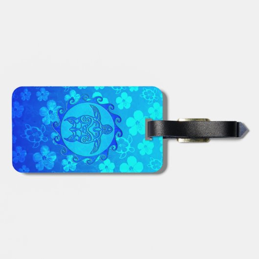 Blaue Stammes- Schildkröte Sun Gepäckanhänger (Rückseite horizontal)