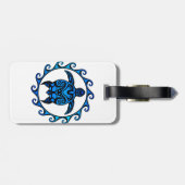 Blaue Stammes- Schildkröte Sun Gepäckanhänger (Rückseite horizontal)