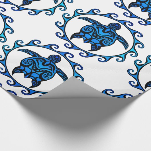 Blaue Stammes- Schildkröte Sun Geschenkpapier (Ecke)
