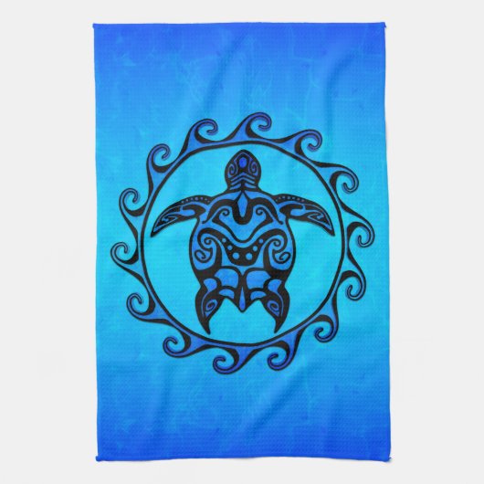 Blaue Stammes- Schildkröte Sun Geschirrtuch (Vertikal)