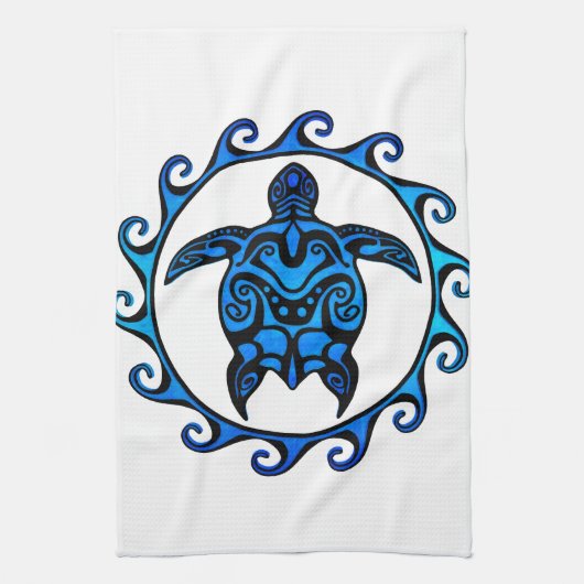 Blaue Stammes- Schildkröte Sun Handtuch (Vertikal)