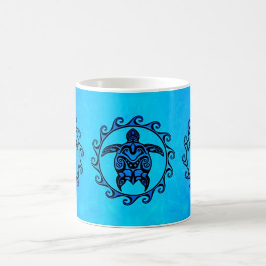 Blaue Stammes- Schildkröte Sun Kaffeetasse (Mittel)