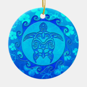 Blaue Stammes- Schildkröte Sun Keramikornament