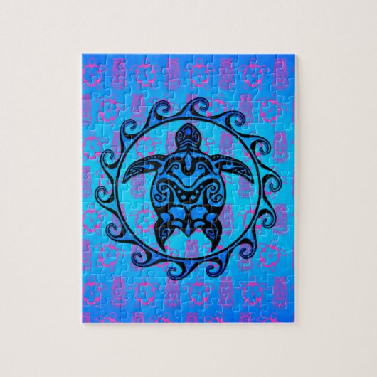 Blaue Stammes- Schildkröte Sun Puzzle (Vertikal)