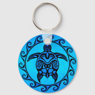 Blaue Stammes- Schildkröte Sun Schlüsselanhänger