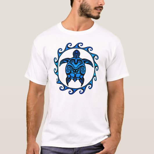 Blaue Stammes- Schildkröte Sun T-Shirt (Vorderseite)