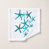 Blaue Starfish Badhandtuch Set (Waschlappen)