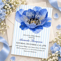 Blaue Statement-Blumen gestreifte Babyparty