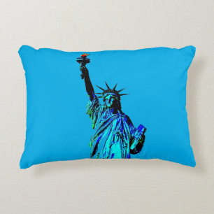 Blaue Statue der Lady Liberty Dekokissen