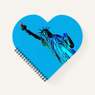 Blaue Statue der Lady Liberty Notizblock