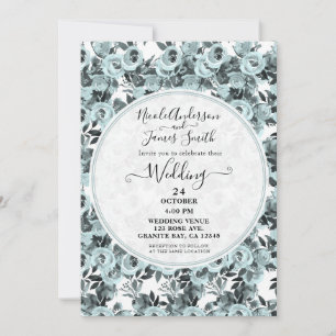 Blaue staubige Rosen alte Floralrose Hochzeit Einladung