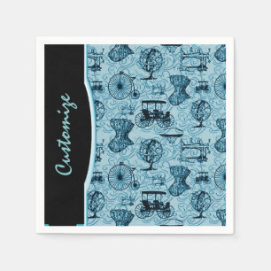 Blaue Steampunk Muster-Servietten Serviette